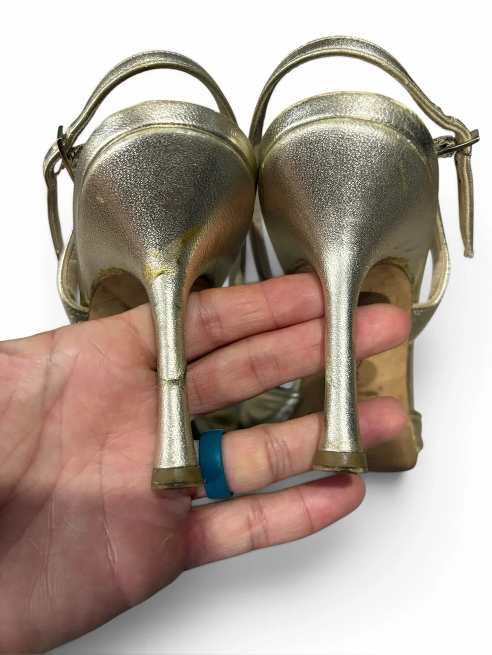 Jimmy Choo Gold Metallic Ankle Strap Heels Size Women’s 38 / 8